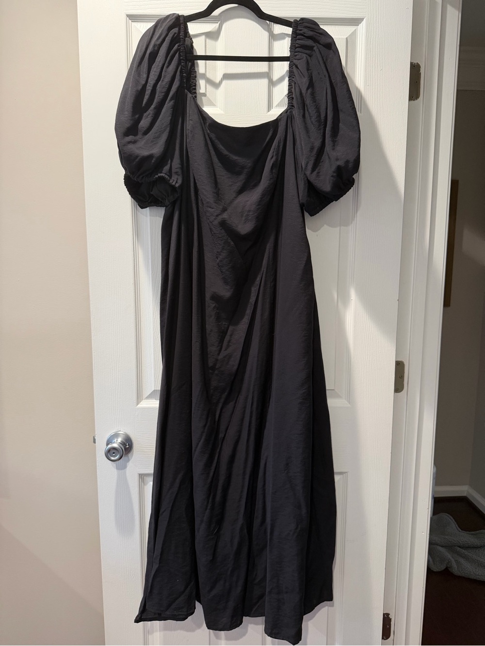 Eloquii Black Puff-Sleeve Maxi Dress with Square Neck